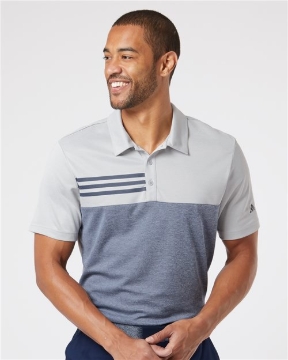 Adidas - Men's Heathered Colorblocked 3-Stripes Polo - A508