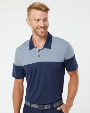 Adidas - Men's Heathered 3-Stripes Colorblocked Polo - A213