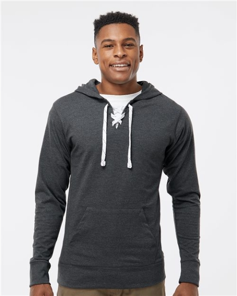 J. America - Unisex Jersey Sport Lace Hooded Pullover - 8231