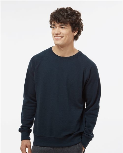 J. America - Men's Ripple Fleece Raglan Crewneck Sweatshirt - 8707