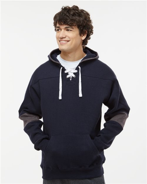 J. America - Men's Sport Lace Colorblocked Fleece Hooded Sweatshirt - 8832
