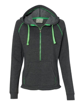 J. America - Women's Triblend Half-Zip Hooded Sweatshirt - 8876