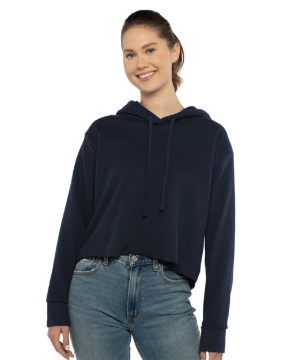 Next Level - Women's Laguna Sueded Raw Edge Crop Hoodie Sweatshirt - 9384
