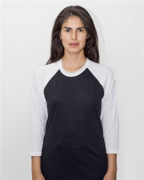 Los Angeles Apparel - Unisex USA-Made Three-Quarter Sleeve Raglan Baseball T-Shirt - FF53