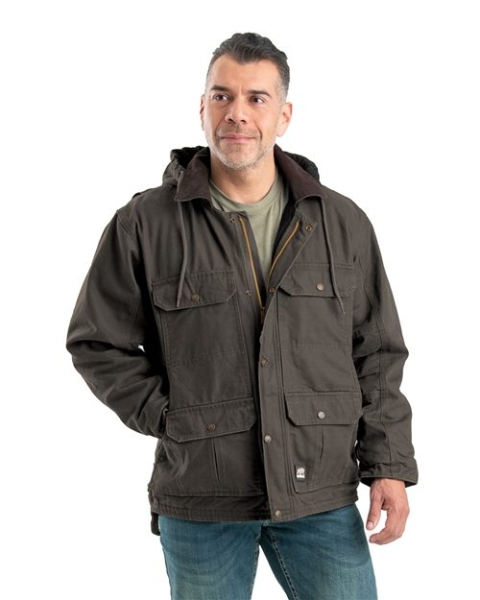 Berne Apparel - Men's Heartland Washed Duck Zip-Off Hooded Coat - JC613
