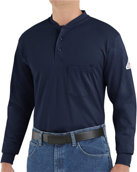 Bulwark - Men's Tall Long Sleeve Tagless Henley Shirt - SEL2T