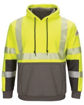 Bulwark - Men's Tall Hi-Visibility Color-Blocked Hooded Sweatshirt - SMB4T