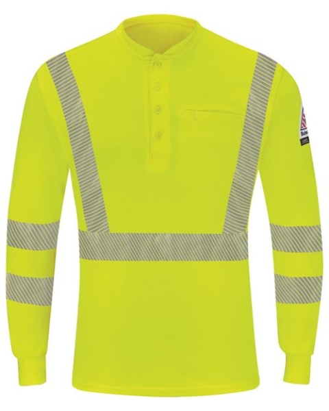 Bulwark - Men's Hi-Visibility Lightweight Long Sleeve Henley - SML4