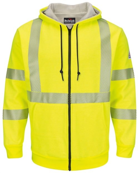 Bulwark - Men's Tall Hi-Visibility Zip-Front Hooded Fleece Sweatshirt with Waffle Lining - SMZ4HVT