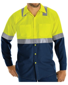 Red Kap - Men's Tall Enhanced & Hi-Visibility Long Sleeve Work Shirt - SY14T