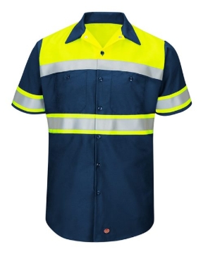 Red Kap - Men's Tall Hi-Visibility Colorblock Ripstop Short Sleeve Work Shirt - SY80T